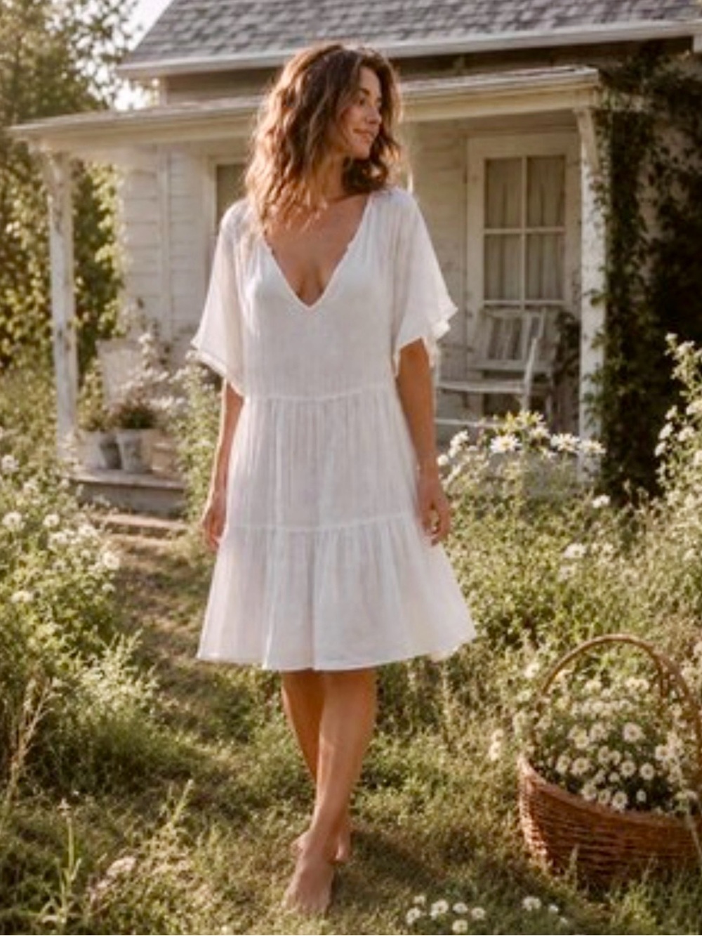 Joie White Linen Dress with Subtle Texture